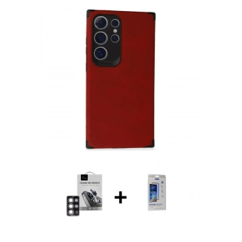MARSİLYAN™- Galaxy S24 Ultra Kılıf Doruk Asil Koleksiyonu - Siyah Durable Full Glue Curved Cam + PVD Metal Kamera Lens - PE