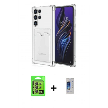 MARSİLYAN™- Galaxy S24 Ultra Kılıf Doruk Klasik Koleksiyonu - Siyah Durable Full Glue Curved Cam + Raze Metal Kamera Lens - SI