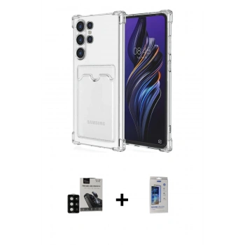 MARSİLYAN™- Galaxy S24 Ultra Kılıf Doruk Klasik Koleksiyonu - Siyah Durable Full Glue Curved Cam + PVD Metal Kamera Lens - SH