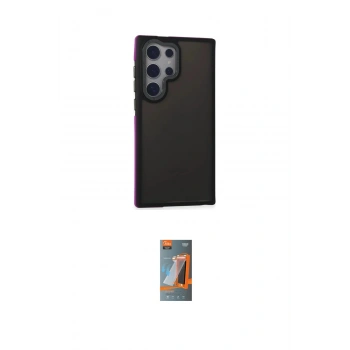 MARSİLYAN™- Galaxy S24 Ultra Kılıf Eksen Işık - Siyah AutoKit 5in1 Fiber Hayalet Polymer Nano Ekran Koruyucu
