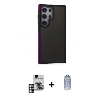MARSİLYAN™- Galaxy S24 Ultra Kılıf Eksen Işık - Siyah Joko Magic 5D Cam + PVD Metal Kamera Lens - PE