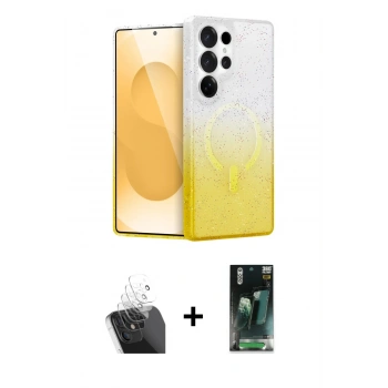 MARSİLYAN™- Galaxy S24 Ultra Kılıf Eksen Minimal Özel Seri - Şeffaf 360 Full Body Arka Koruyucu + Kamera Lens Koruma Cam - SF