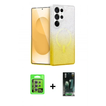 MARSİLYAN™- Galaxy S24 Ultra Kılıf Eksen Minimal Özel Seri - Şeffaf 360 Full Body Arka Koruyucu + Raze Metal Kamera Lens - MR