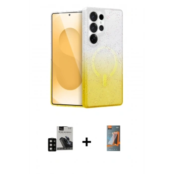 MARSİLYAN™- Galaxy S24 Ultra Kılıf Eksen Minimal Özel Seri - Siyah AutoKit 5in1 Fiber Hayalet Polymer Nano Ekran Koruyucu + PVD Metal Kamera Lens - SH