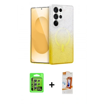 MARSİLYAN™- Galaxy S24 Ultra Kılıf Eksen Minimal Özel Seri - Siyah AutoKit 5in1 Fiber Polymer Nano Ekran Koruyucu + Raze Metal Kamera Lens - GS