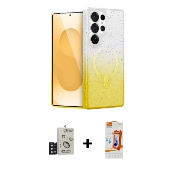 MARSİLYAN™- Galaxy S24 Ultra Kılıf Eksen Minimal Özel Seri - Siyah AutoKit 5in1 Fiber Polymer Nano Ekran Koruyucu + Bilvis Titan Kamera Lens - SH