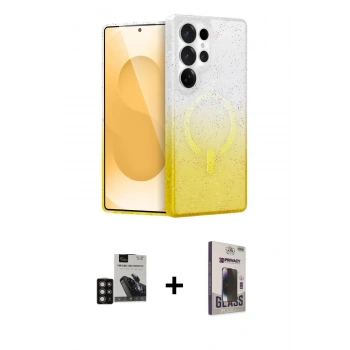 MARSİLYAN™- Galaxy S24 Ultra Kılıf Eksen Minimal Özel Seri - Siyah Bilvis Hayalet Cam Ekran Koruyucu + PVD Metal Kamera Lens - DNMR