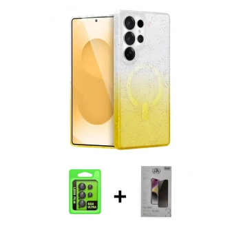 MARSİLYAN™- Galaxy S24 Ultra Kılıf Eksen Minimal Özel Seri - Siyah Bilvis Hayalet Cam Ekran Koruyucu + Raze Metal Kamera Lens - SH