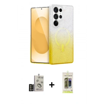 MARSİLYAN™- Galaxy S24 Ultra Kılıf Eksen Minimal Özel Seri - Siyah Joko Magic 5D Hayalet Cam + Bilvis Titan Kamera Lens - GD