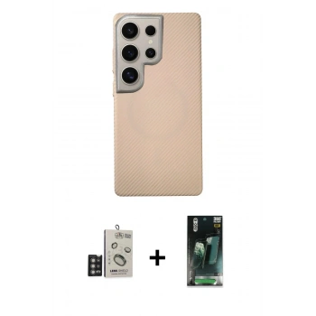 MARSİLYAN™- Galaxy S24 Ultra Kılıf Eksen Prime - Şeffaf 360 Full Body Arka Koruyucu + Bilvis Titan Kamera Lens - DNMR