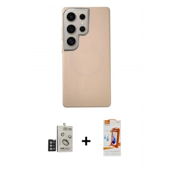 MARSİLYAN™- Galaxy S24 Ultra Kılıf Eksen Prime - Siyah AutoKit 5in1 Fiber Polymer Nano Ekran Koruyucu + Bilvis Titan Kamera Lens - DNMR