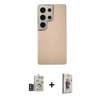 MARSİLYAN™- Galaxy S24 Ultra Kılıf Eksen Prime - Siyah Bilvis 3D Cam Ekran Koruyucu + Bilvis Titan Kamera Lens - DNMR