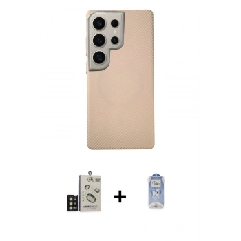 MARSİLYAN™- Galaxy S24 Ultra Kılıf Eksen Prime - Siyah Joko Magic 5D Cam + Bilvis Titan Kamera Lens - GD