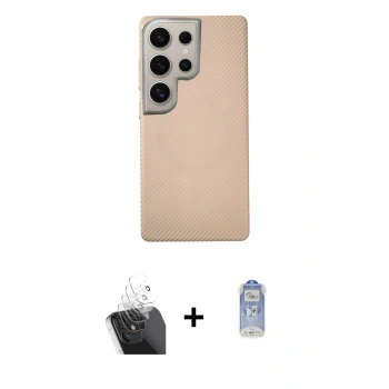 MARSİLYAN™- Galaxy S24 Ultra Kılıf Eksen Prime - Siyah Joko Magic 5D Cam + Kamera Lens Koruma Cam - SF