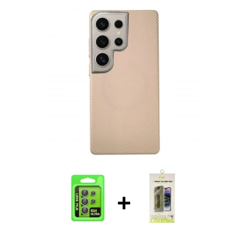 MARSİLYAN™- Galaxy S24 Ultra Kılıf Eksen Prime - Siyah Joko Magic 5D Hayalet Cam + Raze Metal Kamera Lens - GI