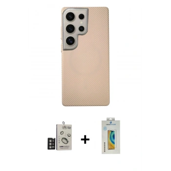MARSİLYAN™- Galaxy S24 Ultra Kılıf Eksen Prime - Siyah Polymer Nano Ekran Koruyucu + Bilvis Titan Kamera Lens - DNMR
