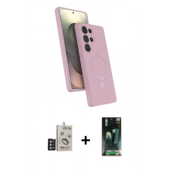 MARSİLYAN™- Galaxy S24 Ultra Kılıf İz Işık Koleksiyonu - Siyah 360 Mat Full Body Arka Koruyucu + Bilvis Titan Kamera Lens - DNMR