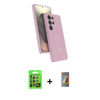 MARSİLYAN™- Galaxy S24 Ultra Kılıf İz Işık Koleksiyonu - Siyah AutoKit 5in1 Fiber Hayalet Polymer Nano Ekran Koruyucu + Raze Metal Kamera Lens - GS