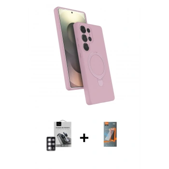 MARSİLYAN™- Galaxy S24 Ultra Kılıf İz Işık Koleksiyonu - Siyah AutoKit 5in1 Fiber Hayalet Polymer Nano Ekran Koruyucu + PVD Metal Kamera Lens - PE