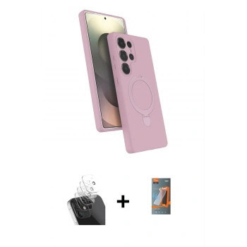 MARSİLYAN™- Galaxy S24 Ultra Kılıf İz Işık Koleksiyonu - Siyah AutoKit 5in1 Fiber Hayalet Polymer Nano Ekran Koruyucu + Kamera Lens Koruma Cam - SF