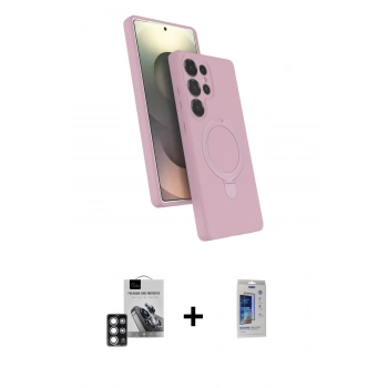 MARSİLYAN™- Galaxy S24 Ultra Kılıf İz Işık Koleksiyonu - Siyah Durable Full Glue Curved Cam + PVD Metal Kamera Lens - PE