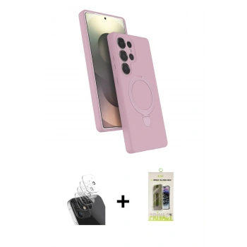 MARSİLYAN™- Galaxy S24 Ultra Kılıf İz Işık Koleksiyonu - Siyah Joko Magic 5D Hayalet Cam + Kamera Lens Koruma Cam - SF