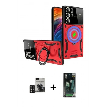 MARSİLYAN™- Galaxy S24 Ultra Kılıf Kıvılcım Modern Serisi - Şeffaf 360 Full Body Arka Koruyucu + PVD Metal Kamera Lens - DNMR
