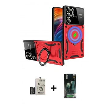 MARSİLYAN™- Galaxy S24 Ultra Kılıf Kıvılcım Modern Serisi - Şeffaf 360 Full Body Arka Koruyucu + Bilvis Titan Kamera Lens - DNMR