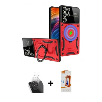 MARSİLYAN™- Galaxy S24 Ultra Kılıf Kıvılcım Modern Serisi - Siyah AutoKit 5in1 Fiber Polymer Nano Ekran Koruyucu + Kamera Lens Koruma Cam - SF