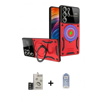 MARSİLYAN™- Galaxy S24 Ultra Kılıf Kıvılcım Modern Serisi - Siyah Joko Magic 5D Cam + Bilvis Titan Kamera Lens - SH