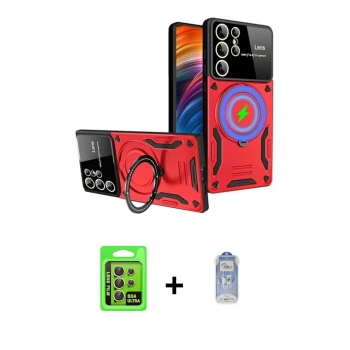 MARSİLYAN™- Galaxy S24 Ultra Kılıf Kıvılcım Modern Serisi - Siyah Joko Magic 5D Cam + Raze Metal Kamera Lens - SI