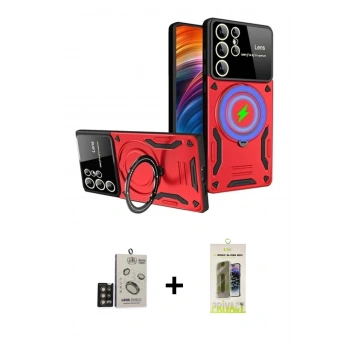 MARSİLYAN™- Galaxy S24 Ultra Kılıf Kıvılcım Modern Serisi - Siyah Joko Magic 5D Hayalet Cam + Bilvis Titan Kamera Lens - GD