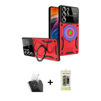 MARSİLYAN™- Galaxy S24 Ultra Kılıf Kıvılcım Modern Serisi - Siyah Joko Magic 5D Hayalet Cam + Kamera Lens Koruma Cam - SF