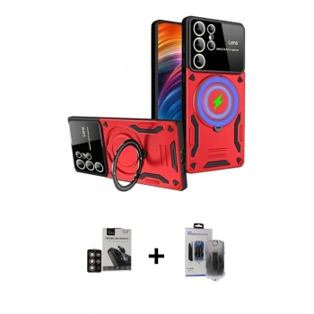 MARSİLYAN™- Galaxy S24 Ultra Kılıf Kıvılcım Modern Serisi - Siyah Vanessa Magic Hayalet Cam + PVD Metal Kamera Lens - GD