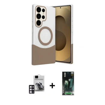 MARSİLYAN™- Galaxy S24 Ultra Kılıf Kozmos Form Özel Seri - Şeffaf 360 Full Body Arka Koruyucu + PVD Metal Kamera Lens - PE
