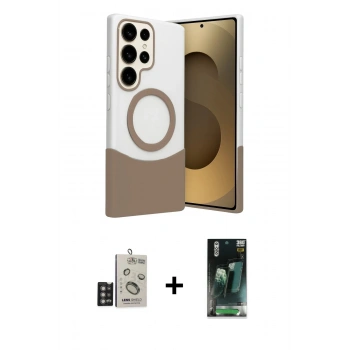 MARSİLYAN™- Galaxy S24 Ultra Kılıf Kozmos Form Özel Seri - Siyah 360 Mat Full Body Arka Koruyucu + Bilvis Titan Kamera Lens - DNMR