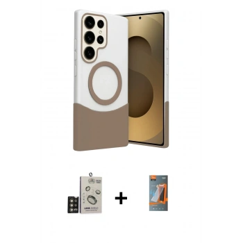 MARSİLYAN™- Galaxy S24 Ultra Kılıf Kozmos Form Özel Seri - Siyah AutoKit 5in1 Fiber Hayalet Polymer Nano Ekran Koruyucu + Bilvis Titan Kamera Lens - GD