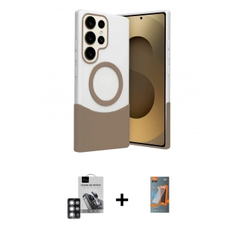 MARSİLYAN™- Galaxy S24 Ultra Kılıf Kozmos Form Özel Seri - Siyah AutoKit 5in1 Fiber Hayalet Polymer Nano Ekran Koruyucu + PVD Metal Kamera Lens - PE