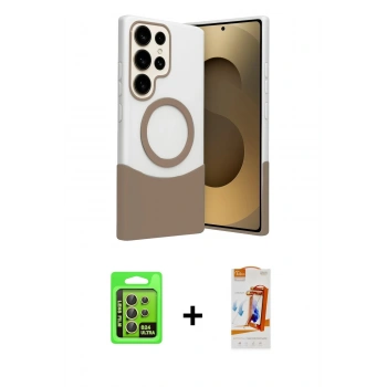 MARSİLYAN™- Galaxy S24 Ultra Kılıf Kozmos Form Özel Seri - Siyah AutoKit 5in1 Fiber Polymer Nano Ekran Koruyucu + Raze Metal Kamera Lens - SI