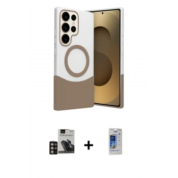 MARSİLYAN™- Galaxy S24 Ultra Kılıf Kozmos Form Özel Seri - Siyah Durable Full Glue Curved Cam + PVD Metal Kamera Lens - GD