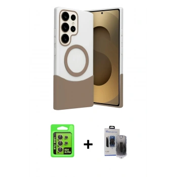MARSİLYAN™- Galaxy S24 Ultra Kılıf Kozmos Form Özel Seri - Siyah Vanessa Magic Hayalet Cam + Raze Metal Kamera Lens - SI