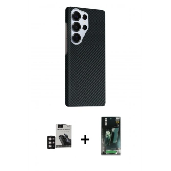 MARSİLYAN™- Galaxy S24 Ultra Kılıf Kozmos Klasik Prime - Şeffaf 360 Full Body Arka Koruyucu + PVD Metal Kamera Lens - DNMR