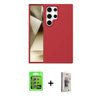 MARSİLYAN™- Galaxy S24 Ultra Kılıf Kozmos Yansıma Özel Seri - Siyah Bilvis 3D Cam Ekran Koruyucu + Raze Metal Kamera Lens - GI