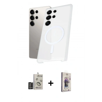 MARSİLYAN™- Galaxy S24 Ultra Kılıf Kutup Minimal - Siyah Bilvis 3D Cam Ekran Koruyucu + Bilvis Titan Kamera Lens - DNMR