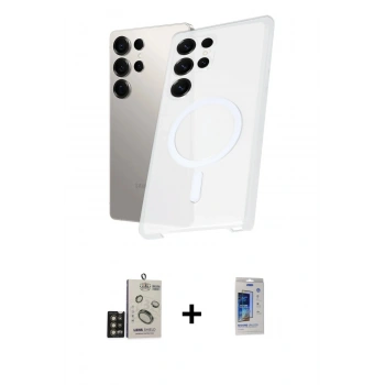 MARSİLYAN™- Galaxy S24 Ultra Kılıf Kutup Minimal - Siyah Durable Full Glue Curved Cam + Bilvis Titan Kamera Lens - GD