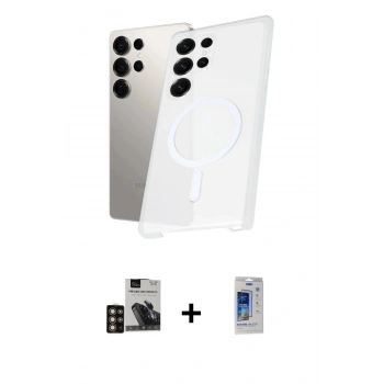 MARSİLYAN™- Galaxy S24 Ultra Kılıf Kutup Minimal - Siyah Durable Full Glue Curved Cam + PVD Metal Kamera Lens - GD
