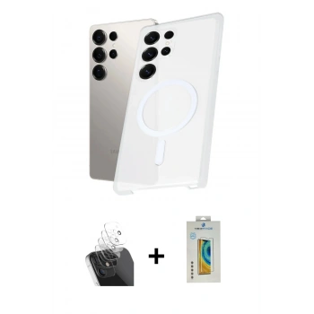 MARSİLYAN™- Galaxy S24 Ultra Kılıf Kutup Minimal - Siyah Polymer Nano Ekran Koruyucu + Kamera Lens Koruma Cam - SF