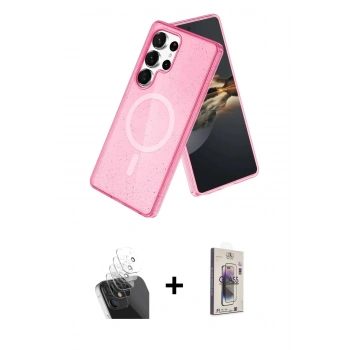 MARSİLYAN™- Galaxy S24 Ultra Kılıf Nova Asil Prime - Siyah Bilvis 3D Cam Ekran Koruyucu + Kamera Lens Koruma Cam - SF