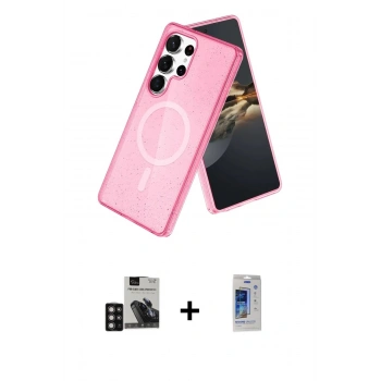 MARSİLYAN™- Galaxy S24 Ultra Kılıf Nova Asil Prime - Siyah Durable Full Glue Curved Cam + PVD Metal Kamera Lens - DNMR