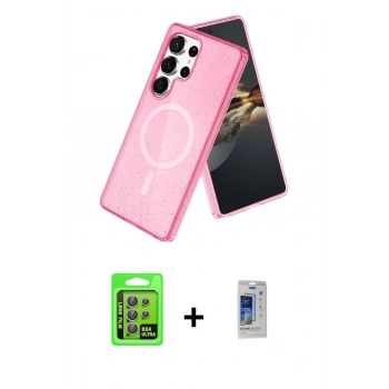 MARSİLYAN™- Galaxy S24 Ultra Kılıf Nova Asil Prime - Siyah Durable Full Glue Curved Cam + Raze Metal Kamera Lens - GI